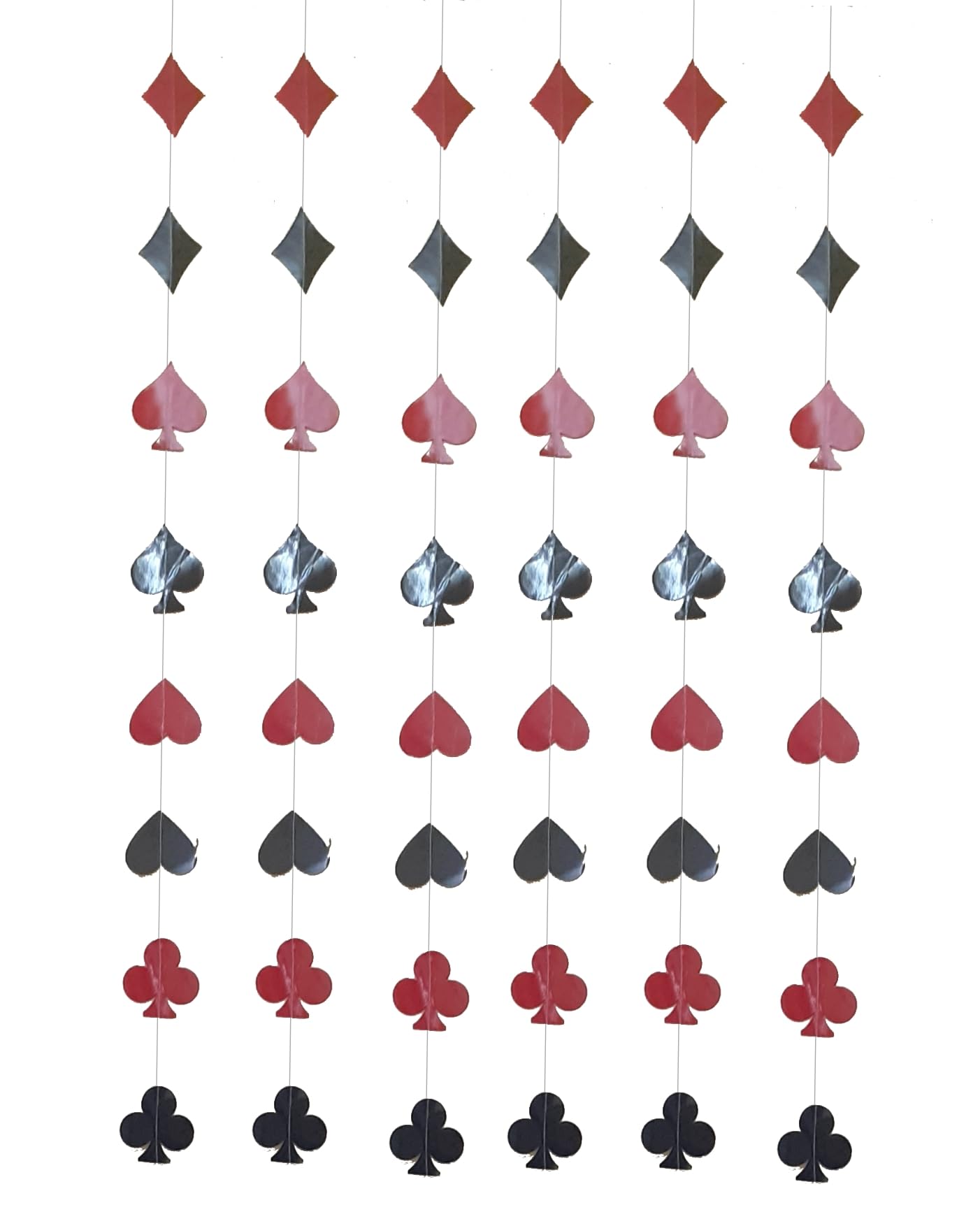 Atpata Funky 6 Pcs Playing Cards theme Hangings - Clubs Spades Hearts Diamonds cutout strings for Birthday, Casino Theme, Racing Car, Poker Party Decorations - Reusable & Durable Party Decor Pack