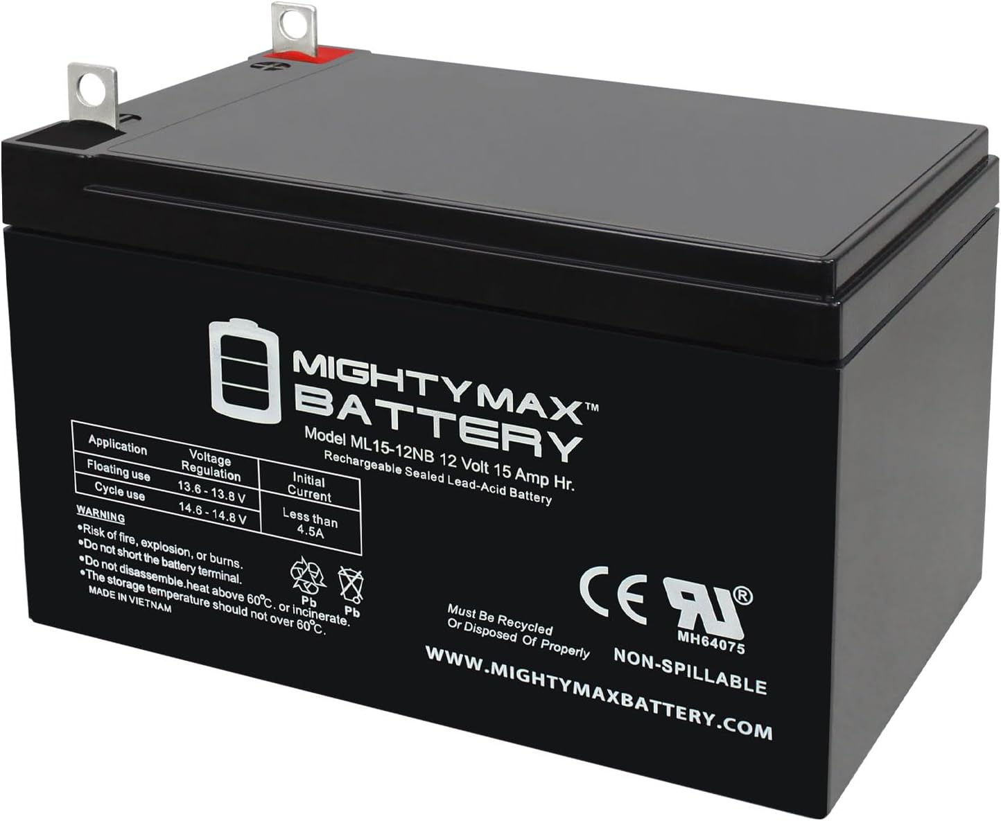 Mighty Max Battery ML15-12NB 12V 15AH Replacement Battery Compatible with Cabelas Prong-Top