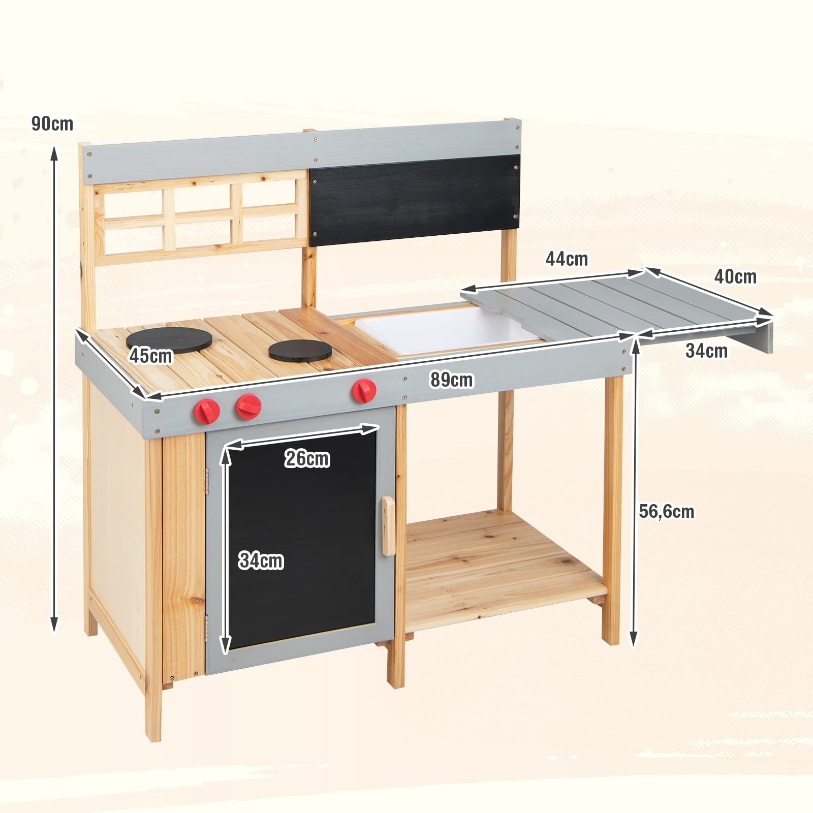COSTWAY Modderkeuken voor kinderen, outdoor, kinderkeuken, hout met waterfunctie, speelkeuken met haak en afneembaar rek, tuinkeuken, cadeaus voor kinderen vanaf 3 jaar (model 1 COSTWAY Modderkeuken voor kinderen, outdoor, kinderkeuken, hout met waterfunctie, speelkeuken met haak en afneembaar rek, tuinkeuken, cadeaus voor kinderen vanaf 3 jaar (model 1