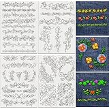 DOODLREAM 35Pcs Pflanzenreben Spitzenbesatz 4 Blätter Wasserlösliche Stickmuster Stabilisatoren Stick Und Stitch Stickerei Aufkleber Handnähen DIY Pflanzenstickpapiere