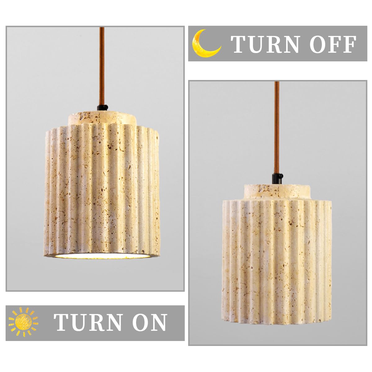 Lampada a sospensione moderna creativa in travertino giallo a in pietra naturale nordica Isola della cucina sopra lavello Lampadario singolo moderno in marmo