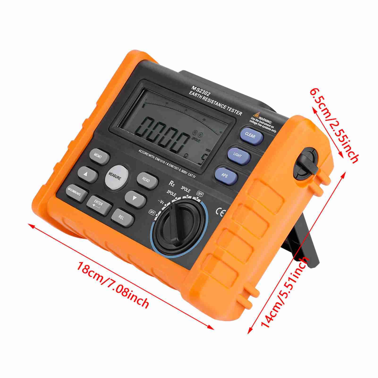 PEAKMETER MS2302 Digitales Widerstandsmessgerät Megohmmeter mit LCD-Hintergrundbeleuchtung 0~4K Ohm 100 Groups Data Logging