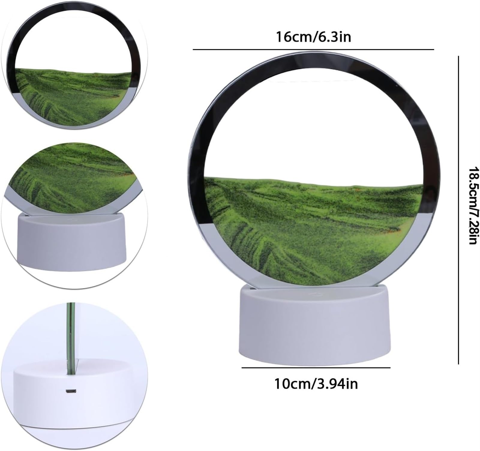 Ruchoma lampa stołowa z piaskiem, lampa 3D, 16 zmieniających się kolorów dotykowy pilot zdalnego sterowania ruchome piaski, klepsydra 3D głębinowy pejzaż piaskowy obraz lampka nocna, obracająca się o