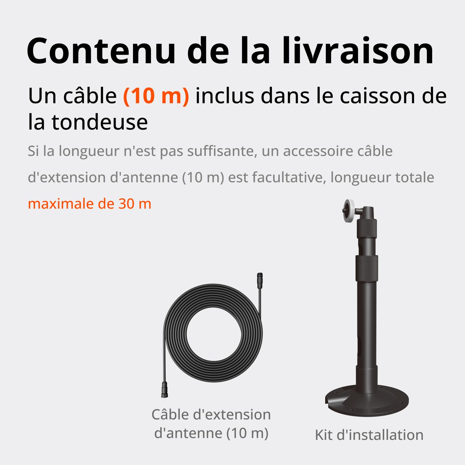 Navimow Kit D'Extension D'Antenne, Accessoire pour Tondeuses Robotisées i105E, i108E, i205 AWD, i208 AWD, H500E-Vf, H800E-Vf, H1500E-Vf, H3000E-Vf