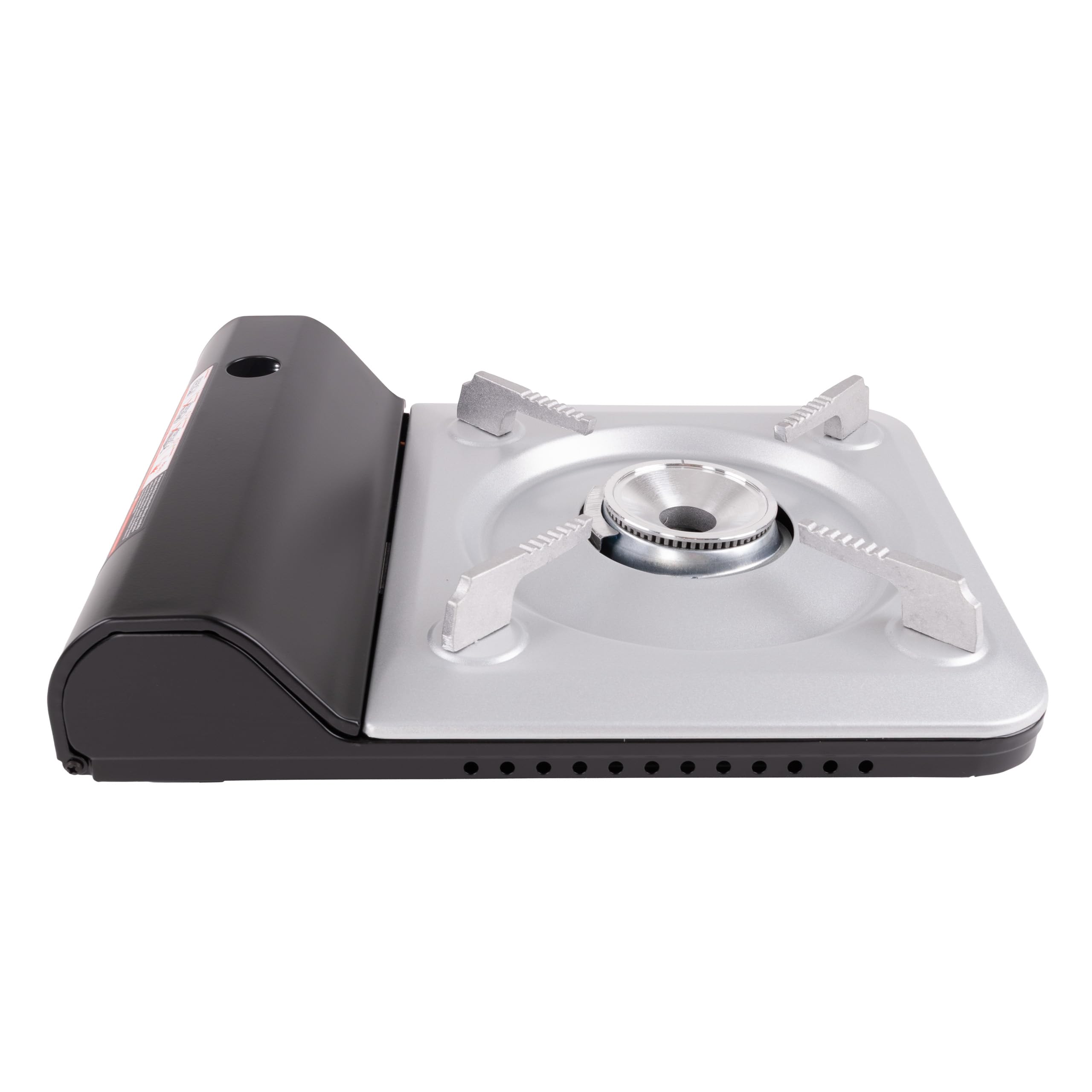 Kuchenka kempingowa Grill CPRO-0106, kuchenka gazowa 2 w 1 z zapłonem piezoelektrycznym, 2500 W, do kartusza gazowego i butli gazowej, z walizką i osłoną przeciwwiatrową do campingu i