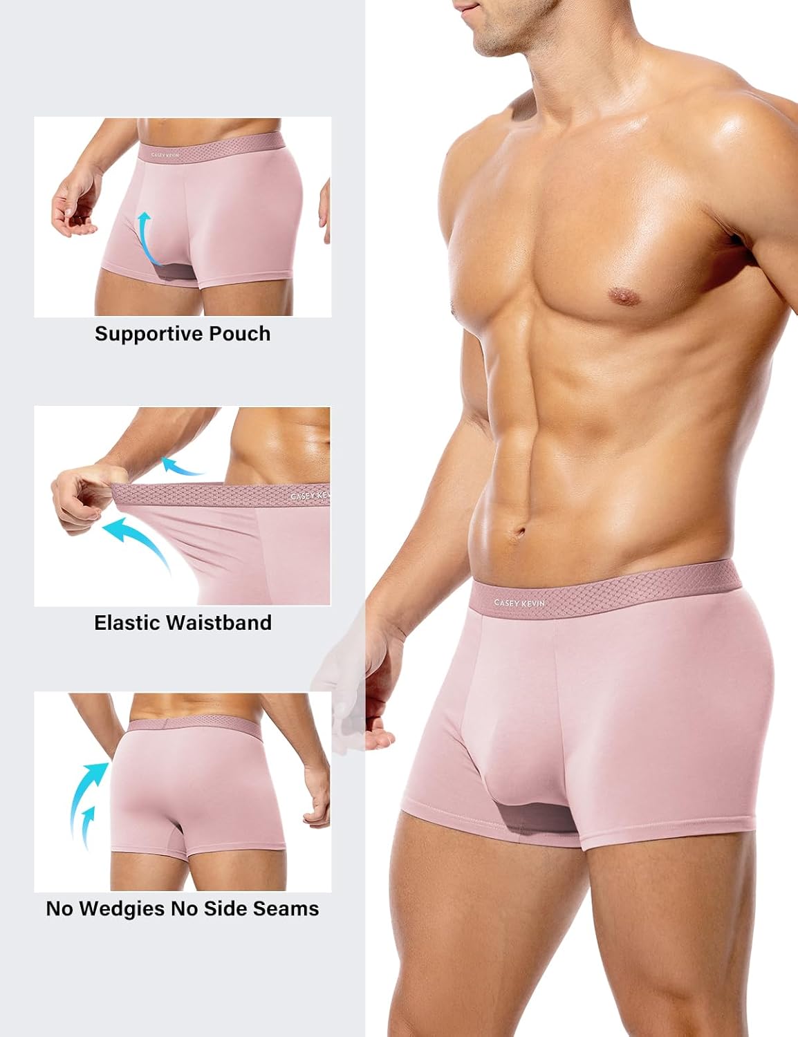 Casey Kevin Mens Boxer Briefs Soft Cotton Underwear Moisture-Wicking Breathable Trunks Tagless Underpants for Men Pack - Image 5