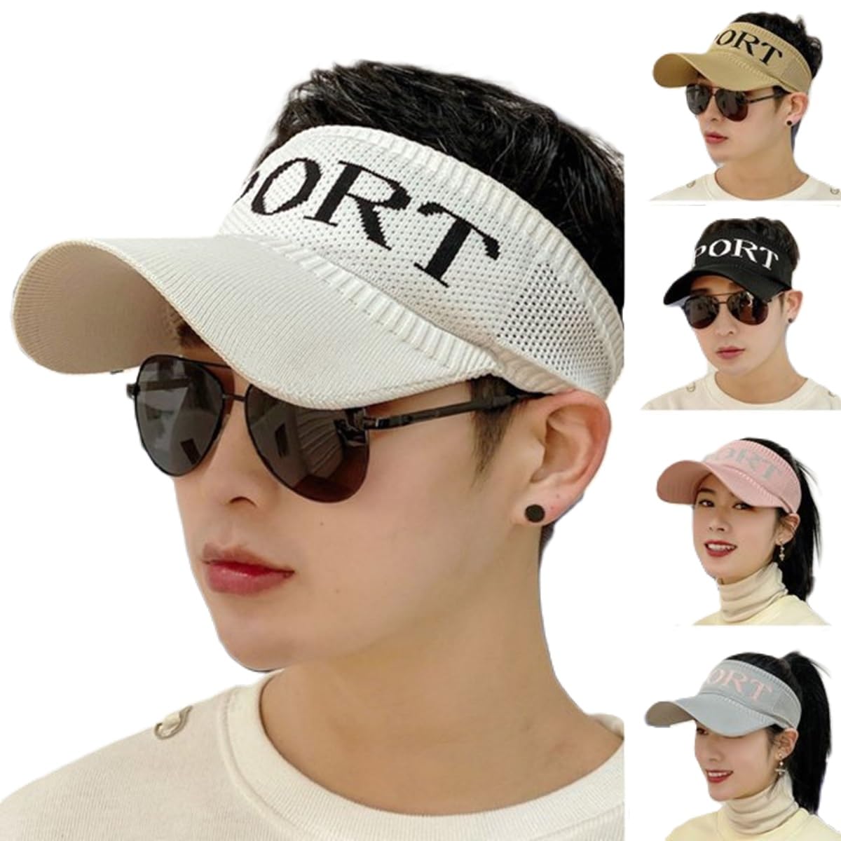 Tqloqz Sports caps for Men and Women Half Visor Peak hat White - Image 2 thumbnail