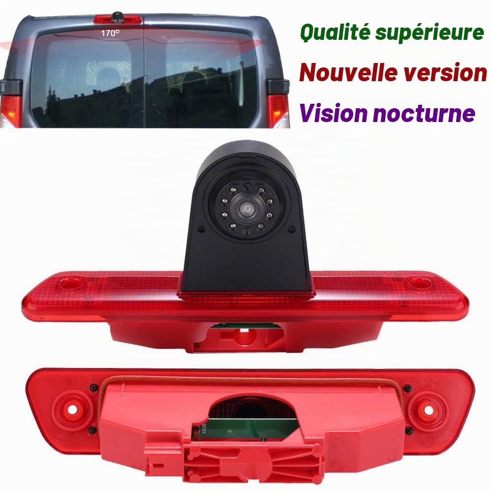 HD Vision Nocturne IR Feu de Freinage Caméra de recul pour Peugeot Expert 2007-2016/Fiat Scudo 2007-2016/Citroen Jumpy 2007-2016