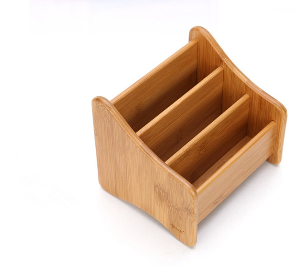 RoseFlower® Multifunzionale Organizzatore da Scrivania Porta Oggetti Organizer Tavolo con 3 Scomparti - Porta Telecomandi universale in Bambù per l' aria condizionata, telecomando TV, DVD #1