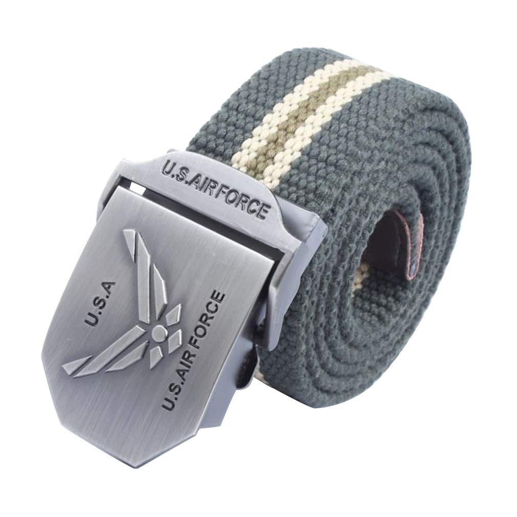 LKMYMen's Tactical Nylon Canvas Cotton Belts US Army Air Force Belts Metal Buckle,Adjustment- for Jeans | Chinos | Weekday (lvtiao)