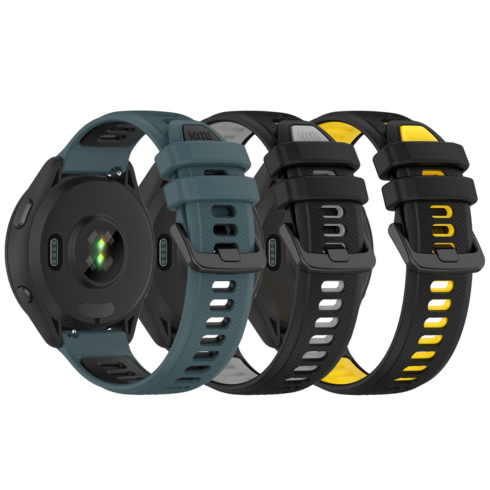 Paski do zegarków Samsung Galaxy Watch Active/Active 2, 3-pak Amazfit GTS 4 Mini/Bip 3/GTS 3/GTS 2e silikonowy pasek zastępczy do POLAR Ignite / Ignite 2/Unite/Pacer (A)