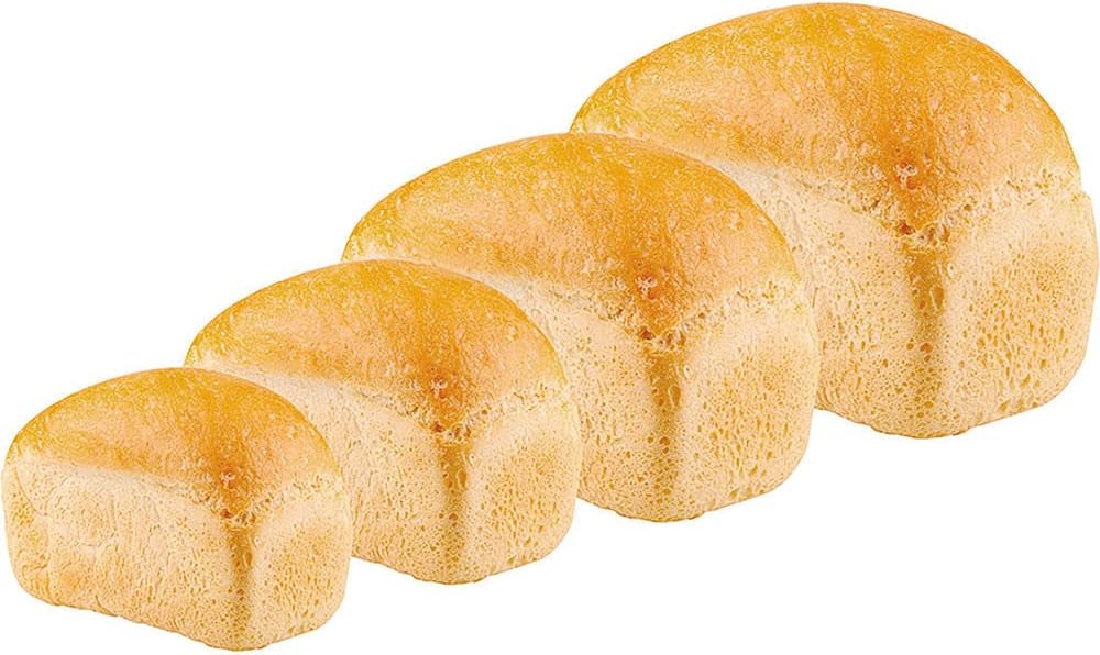 Four loaves of bread in increasing sizes
