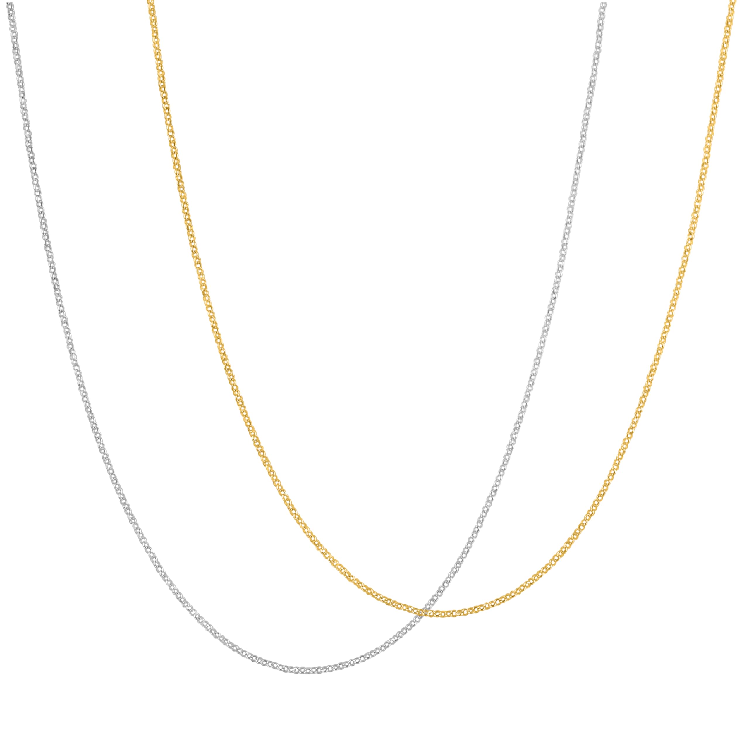 KISPER Silver and Gold Diamond Cut Cable Link Chain Necklace – Thin, Dainty, 925 Sterling Silver Jewelry for Women & Men with Lobster Clasp – Made in Italy, 24"