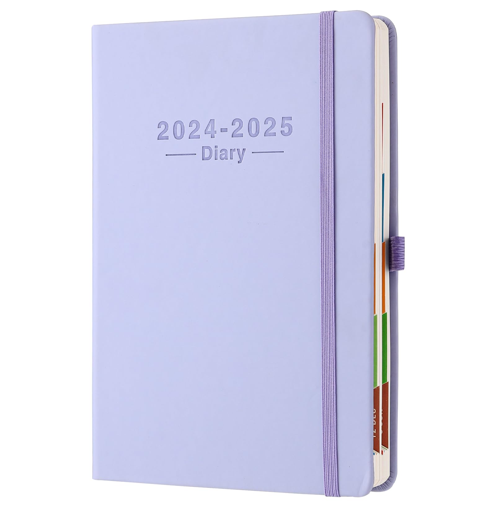 Agenda 2024-2025, A5, día por página, agenda académica 2024-2025, agenda A5, página por día, agenda diaria de productividad de julio de 2024 a junio de 2025, con pestañas mensuales coloridas, bolsillo
