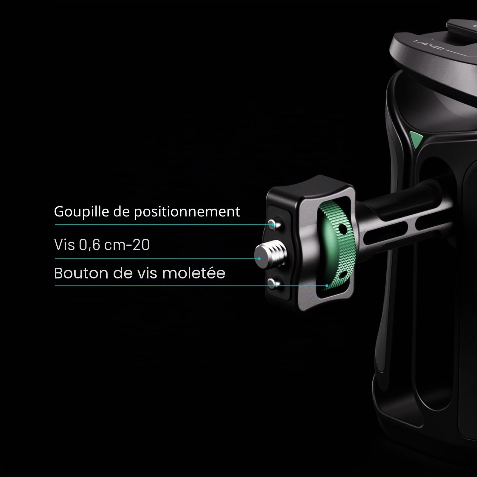 Tilta Poignée Latérale Xeno 1/4″-20 avec Goupilles de Positionnement, Poignée Latérale Ergonomique pour Montages de Caméra et de Moniteur - Noir TA-XSH1-B