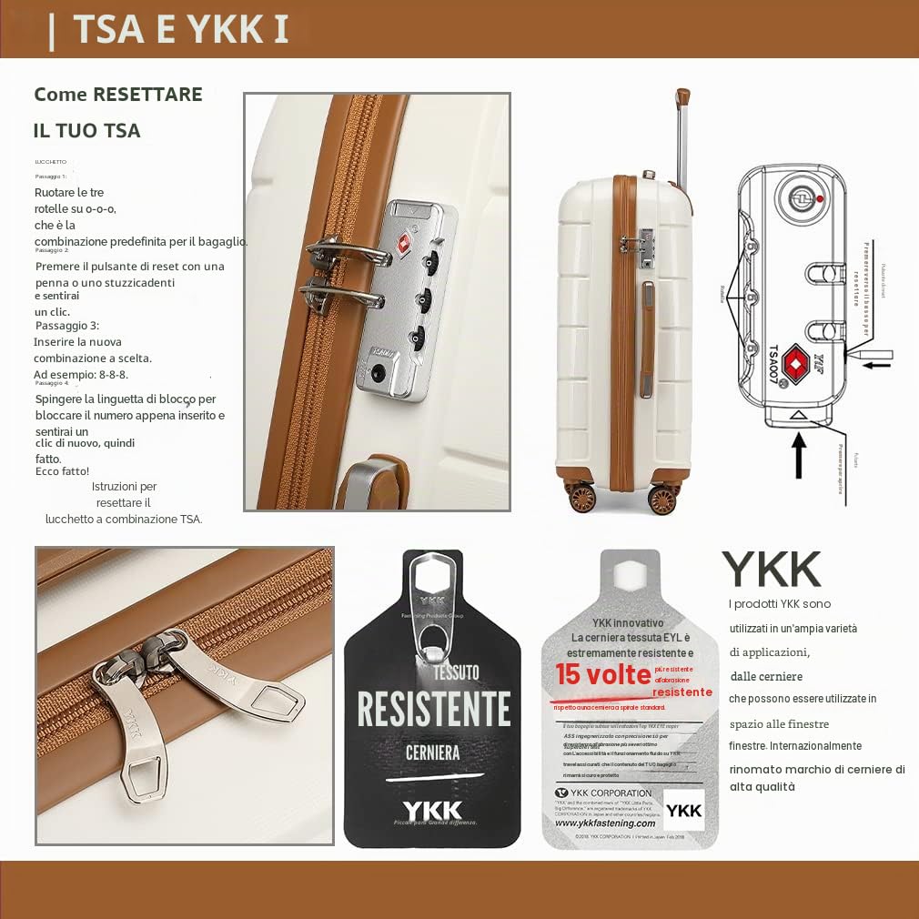 KONO 55cm/65cm/74cm Valigia Rigida Leggera Polipropilene Trolley con TSA Lucchetto e 4 Ruote Girevoli