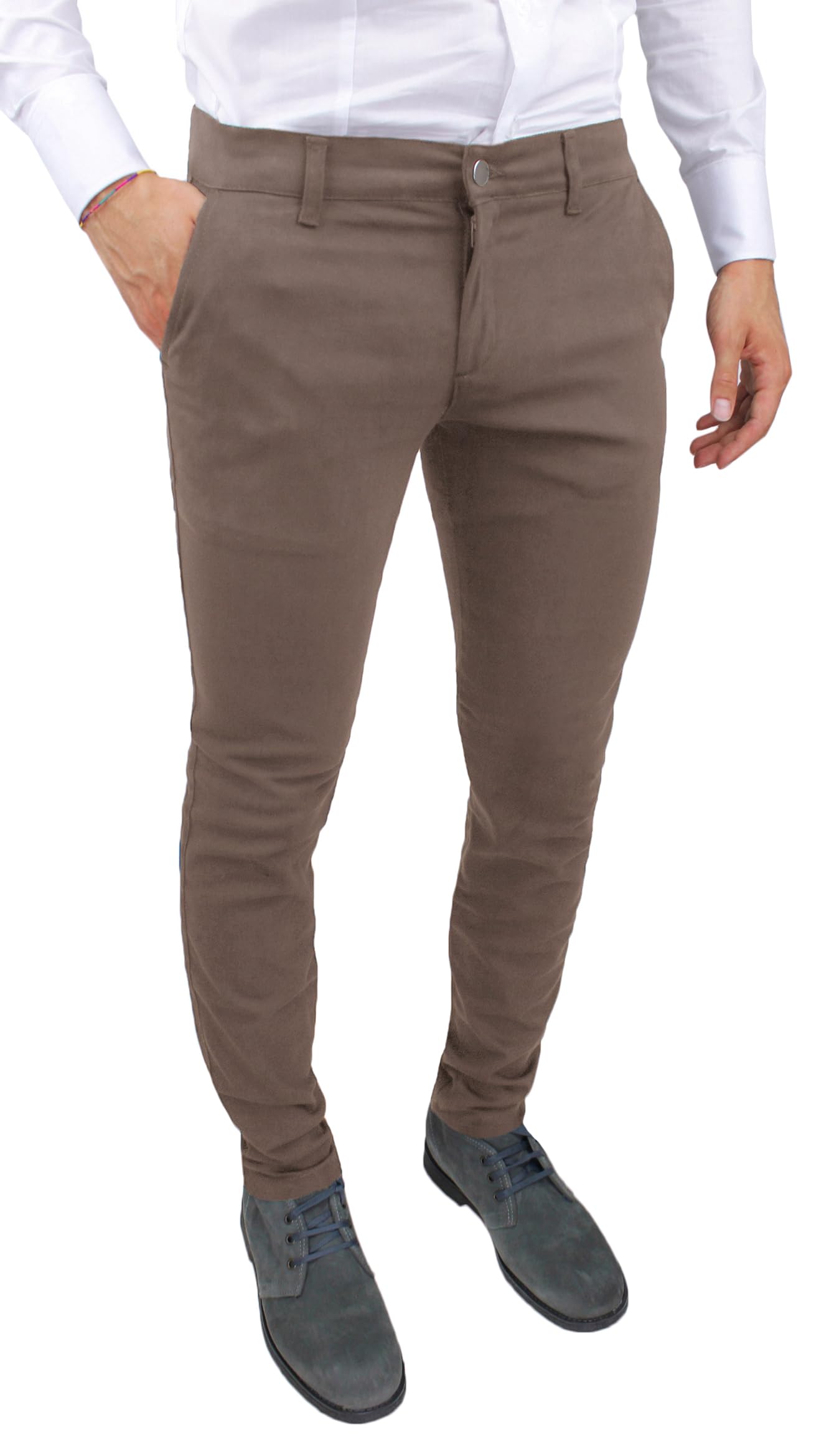 Pantaloni Uomo Slim Fit Invernali Alta Sartoria Chino's Eleganti Casual