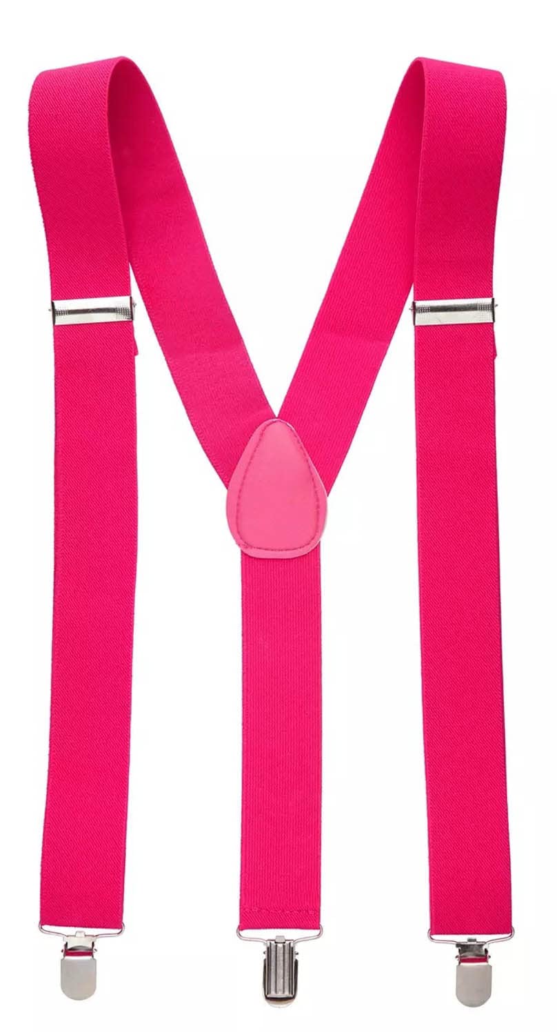 Mytoptrendz Women's Hot Pink Mytoptrendz® Neon Pink Braces Suspenders Traditional Y Back Mens Adjustable With Metal Clips For Fancy Dress Accessory