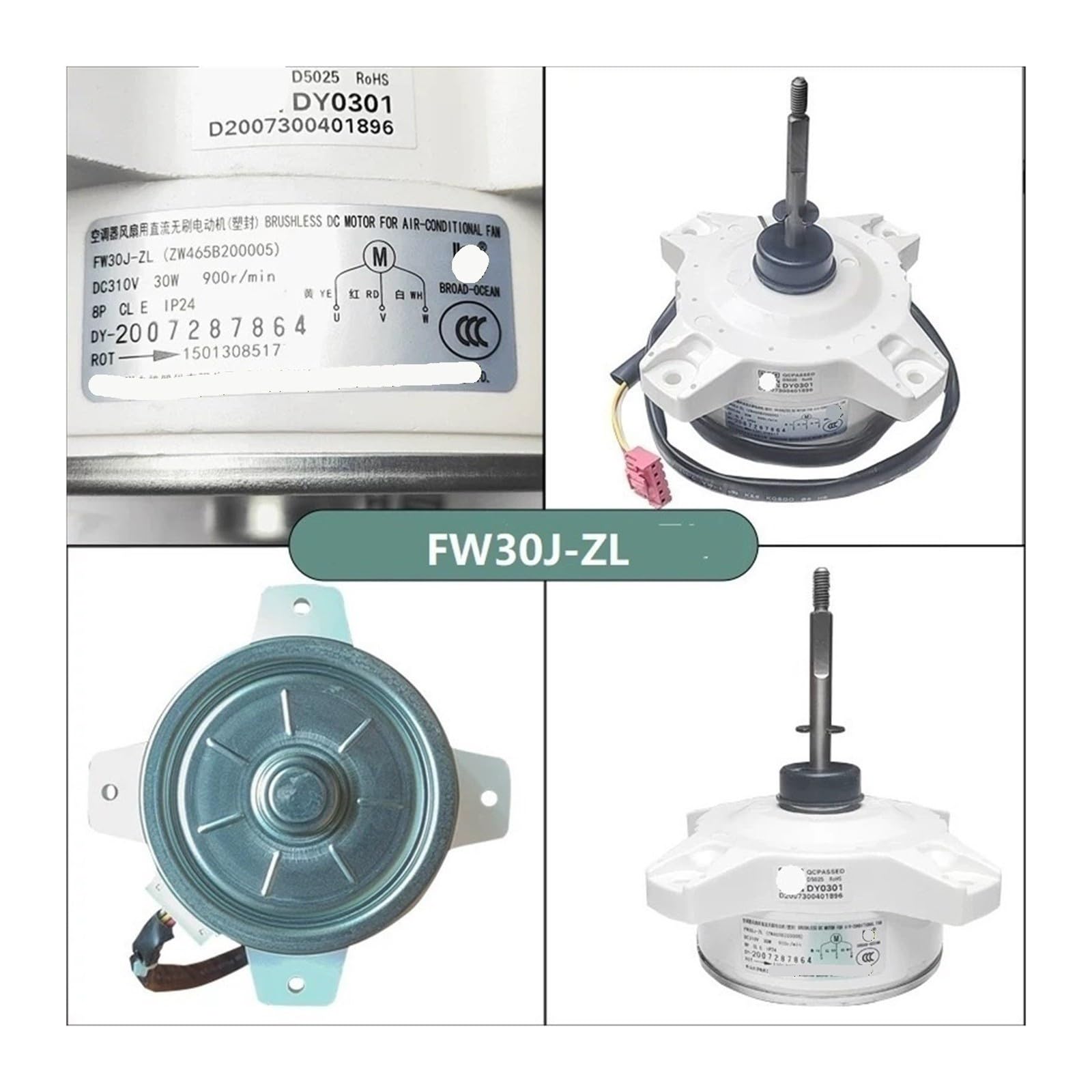 Motore, Compatibile Con Gree, Condizionatore D'aria A Frequenza Variabile Motore Esterno Senza Spazzole CC FW30J-ZL Ventola ZWS30-J 310 V