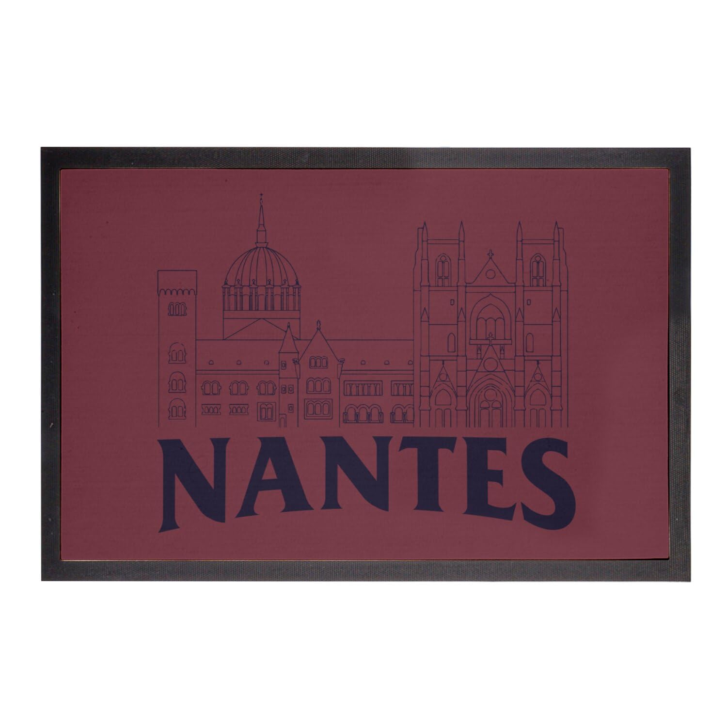 Paillasson rouge Nantes tapis d'entrée minimaliste motif château ouest France 60x40