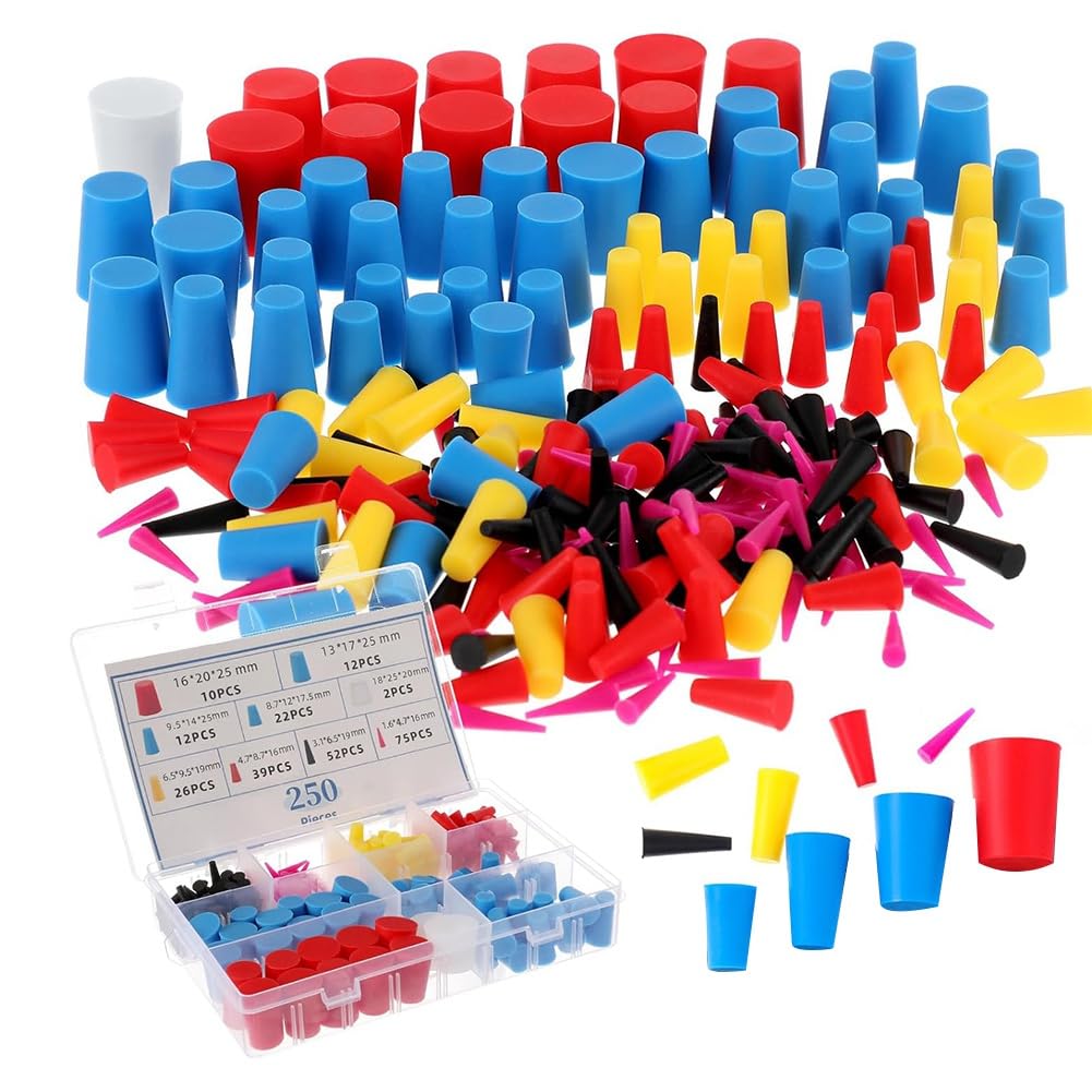 250pcs Kit de Bouchon en Silicone à Cône à Haute Température pour les Bouchons de Trous, Pulvérisation, Revêtement, Protection de la Peinture
