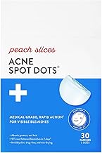 Peach Slices | Acne Spot Dots | Hydrocolloid Acne Patches | For Zits, Blemishes, & Breakouts | Vegan | Cruelty-Free | Pimple Patches | Facial Skin Care Products | 3 Sizes (7mm, 10mm, & 12mm) | 30 Ct