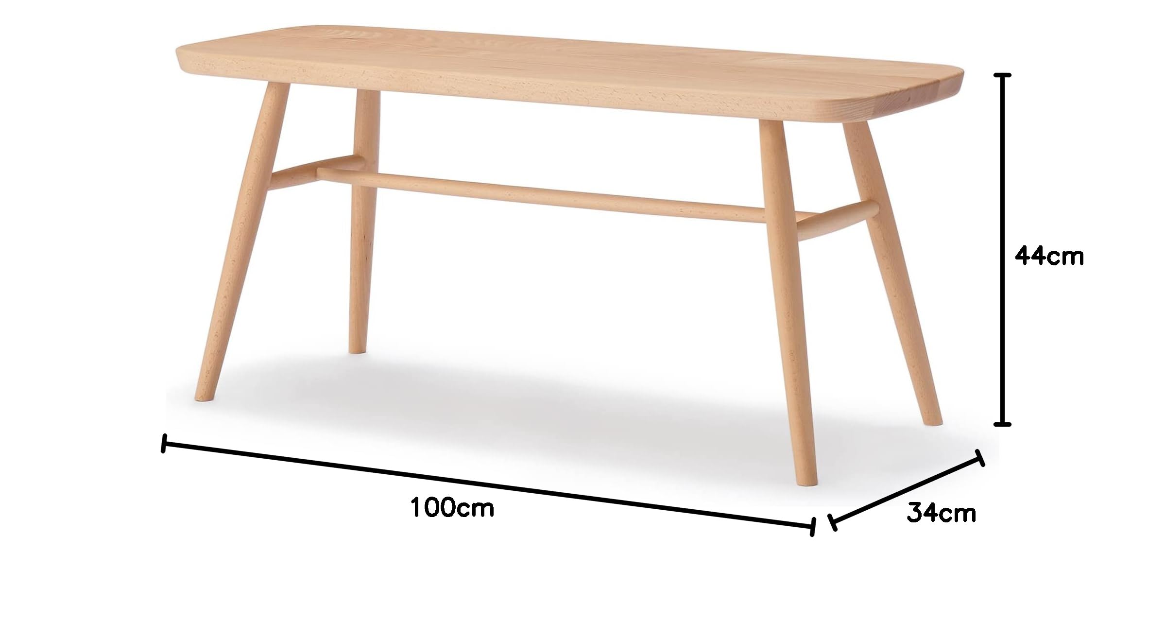 Amazon.co.jp: 無印良品 ブナ材ベンチ 幅100×奥行34×高さ44cm 丸脚 