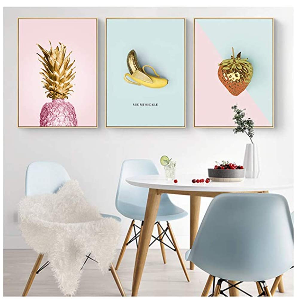 Amazon.co.jp: キャンバス絵画新しいフルーツバナナピンクパイナップル  