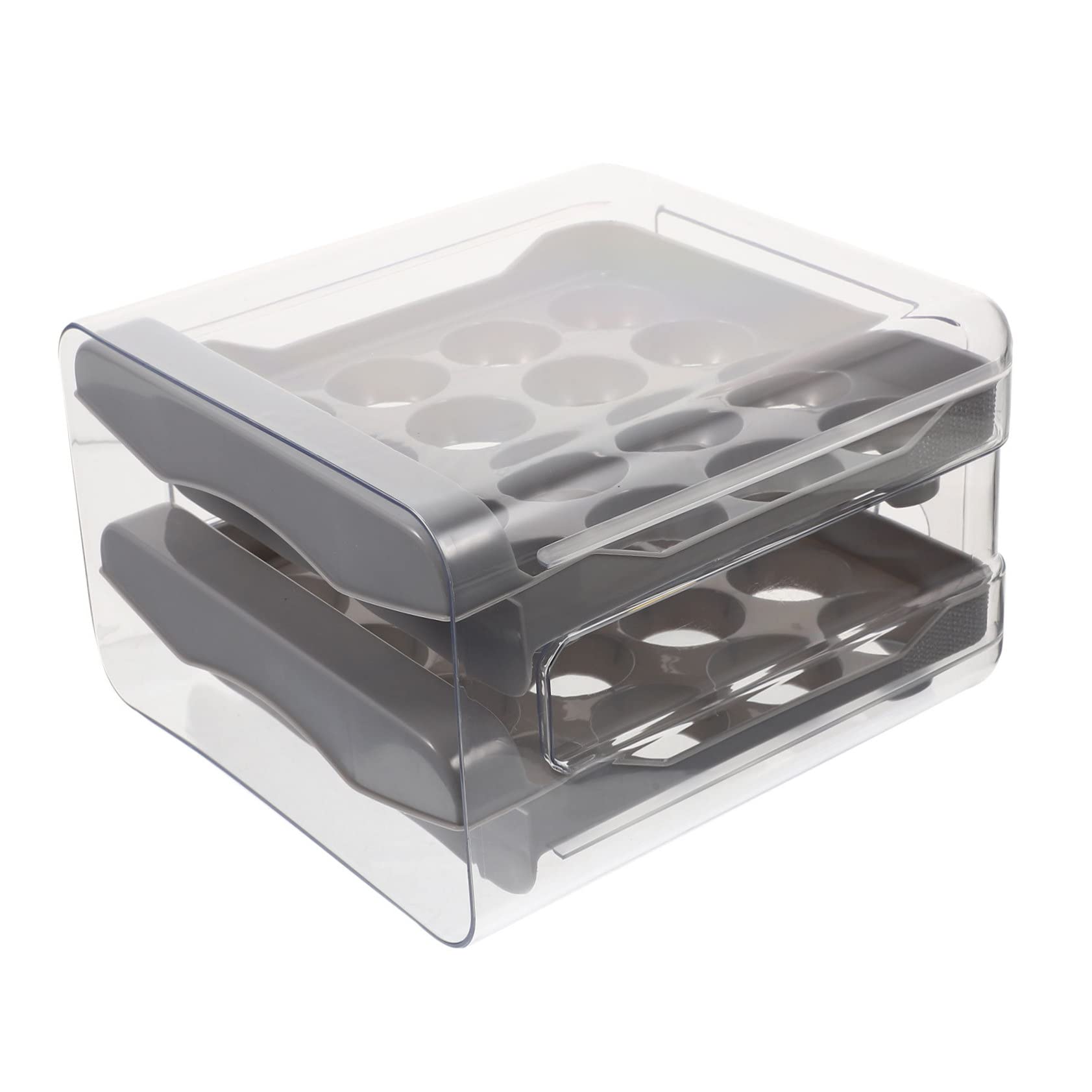 COLLBATH Boîte à Œufs Transparente à Tiroirs Double Couche en Plastique Pp et Pet, Organisateur Réutilisable pour Réfrigérateur, Facile à Déplacer et Garde Œufs Frais la Maison