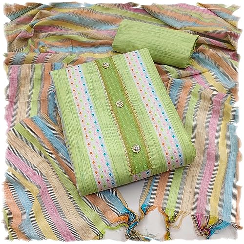 Image of Pandadi Saree Women's Handloom Cotton Unstitched Dress Material