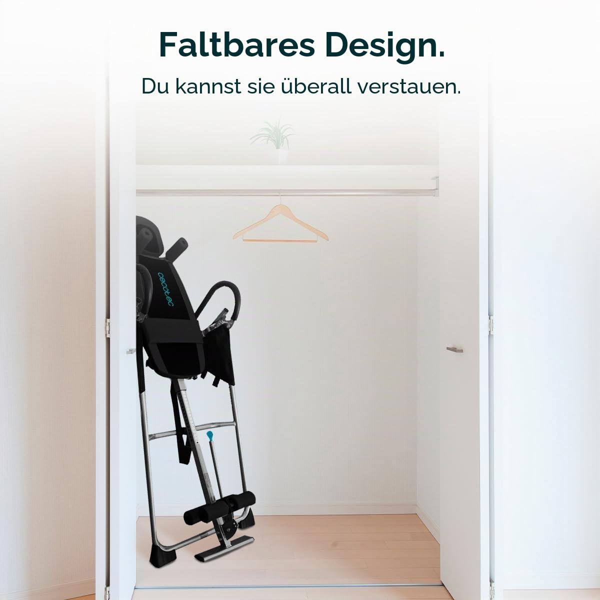 Cecotec Faltbare Inversionsbank mit vollständiger 180º-Inversion Drumfit Inversion 1800. Dehnt den Rücken, Sicherheitsgurt und Polster, 26 einstellbare Stufen, maximales Gewicht 120 kg.