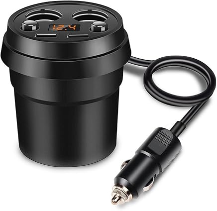 MoLiSmart Cargador de coche, puerto USB dual Adaptador de vaso con 2 encendedores de cigarrillos / z?calo y LED Pantalla de voltaje de la bater?a para iPhone Samsung Galaxy Note Tabletas GPS PDA MP3 y MoLiSmart Cargador de coche, puerto USB dual Adaptador de vaso con 2 encendedores de cigarrillos / z?calo y LED Pantalla de voltaje de la bater?a para iPhone Samsung Galaxy Note Tabletas GPS PDA MP3 y