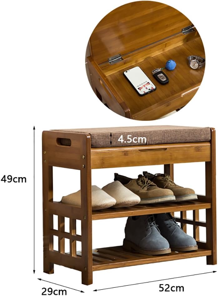 Xiegui Shoe Rack European shoe stool bamboo shoe rack wood test shoes modern minimalist shoes stool storage storage stool Solid wood shoe rack (Size : 50cm)