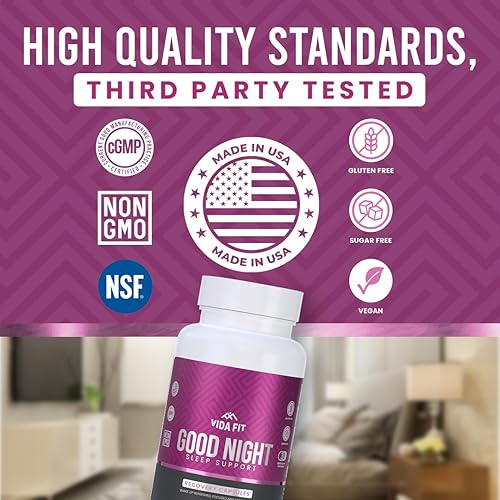 Miniatura 4 de Vida Fit Ayuda natural para dormir para adultos, suplemento para dormir, calma natural, melatonina con L-teanina, glicinato de magnesio,