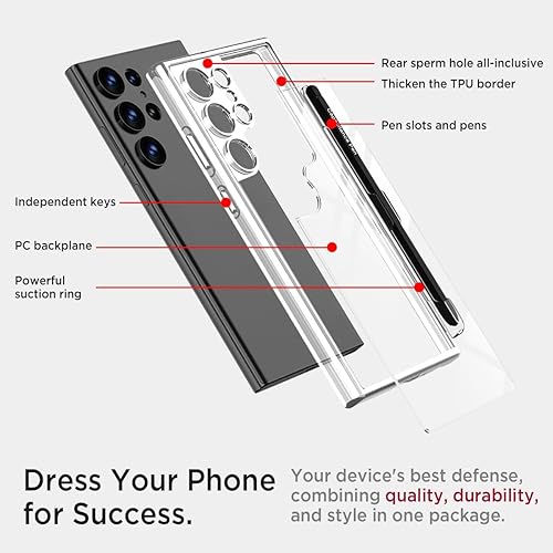 Miniatura 4 de Miimall Funda delgada para Samsung Galaxy S24 Ultra Clear Case S24 Ultra Funda con S Pen y S Pen Holder PC y TPU antiarañazos, antiarañazos, a