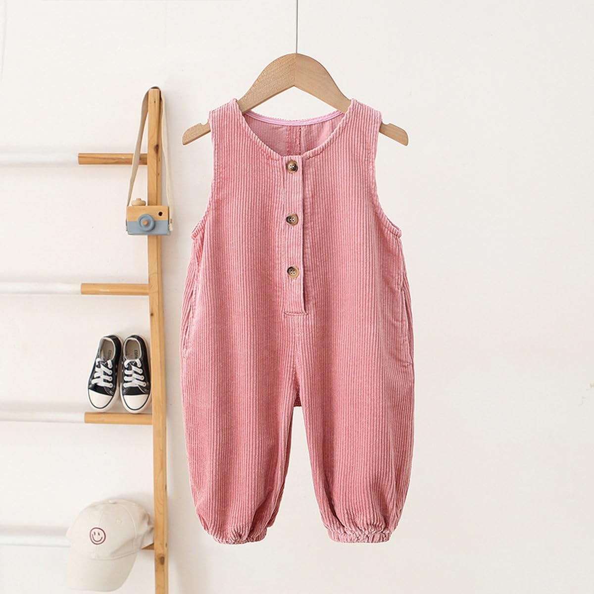 Salopette in Velluto a Coste per bebé Bambini da 1 a 5 Anni, Tuta per Bambina Senza Maniche in Tinta Unita, Pantaloni con Bretelle Salopette Autunno Inverno Pantaloni 80/86/92/98/104