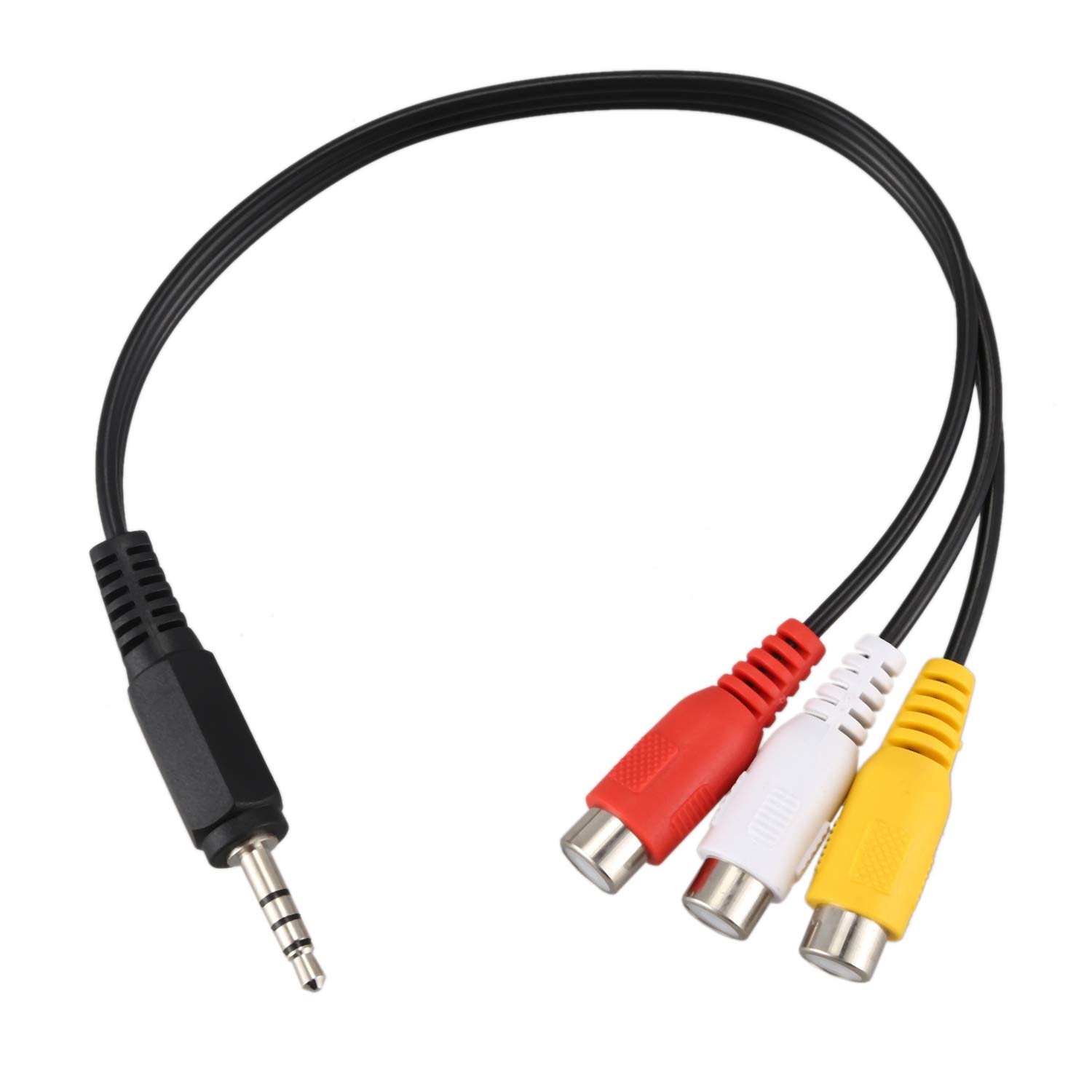 3.5 MM to RCA AVビデオケーブル オスケーブル 3.5mm⇔RCA変換ケーブル50cm 3極3.5mm(オス)L型端子⇔RCA(オス