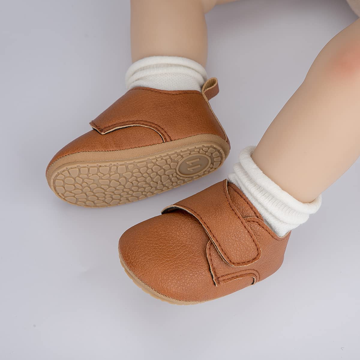 Geagodelia - Scarpe da passeggio con fondo rigido in pelle sintetica per neonati, suola in gomma per primi passi, scarpe per bambini, misura: