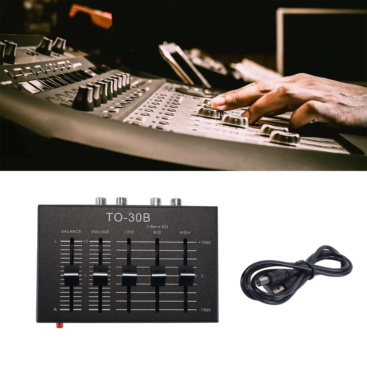 Riven Préamplificateur stéréo égaliseur avec réglage de balance 3 bandes, contrôle du volume, circuit HIFI NE5532, pour appareils électroniques et haut-parleurs