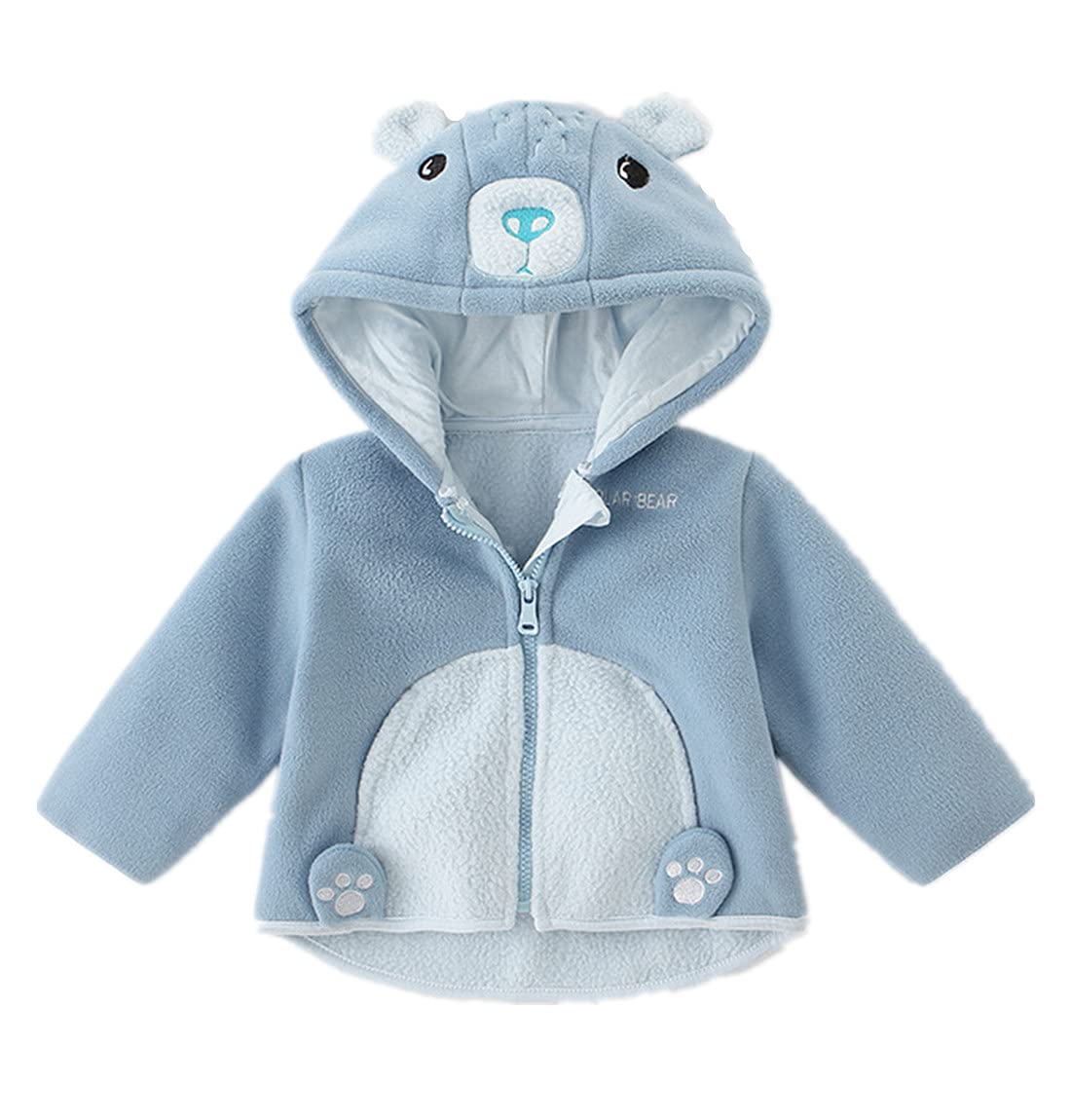 Toddler Girls Boys Fleece Hoody Jacket Zip Up Coat Warm Winter (Blue, 5-6 Years)