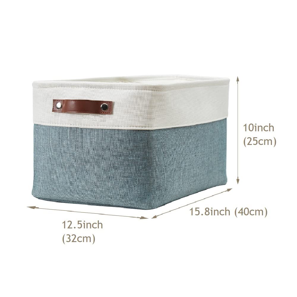 DECOMOMO Cestas de almacenamiento | Cajas de almacenamiento de tela organizadoras de almacenamiento para armario, juguetes, estantes, oficina, hogar y guardería (extra grande, verde y blanco, 15.8 x | Organizadores decorativos de lino para armario de 15.8