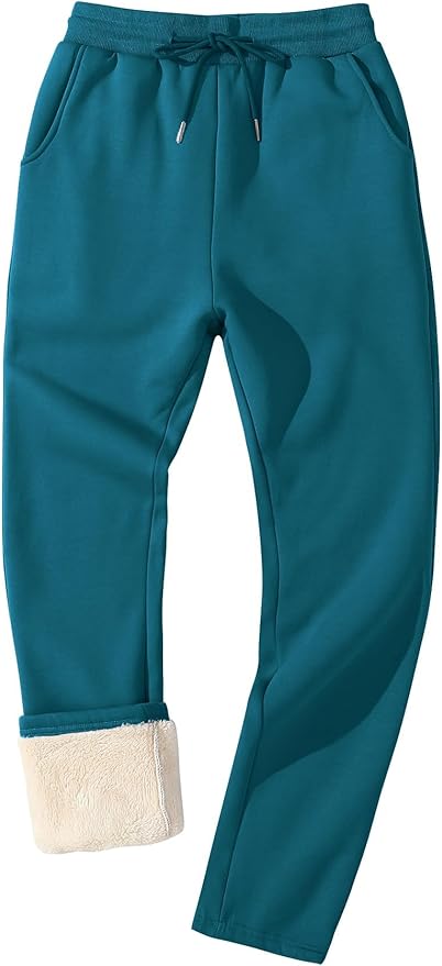 Flygo Men's Fleece Lined Sherpa Sweatpants Winter Warm Pants Jogger Lounge Athletic Pant with Pockets