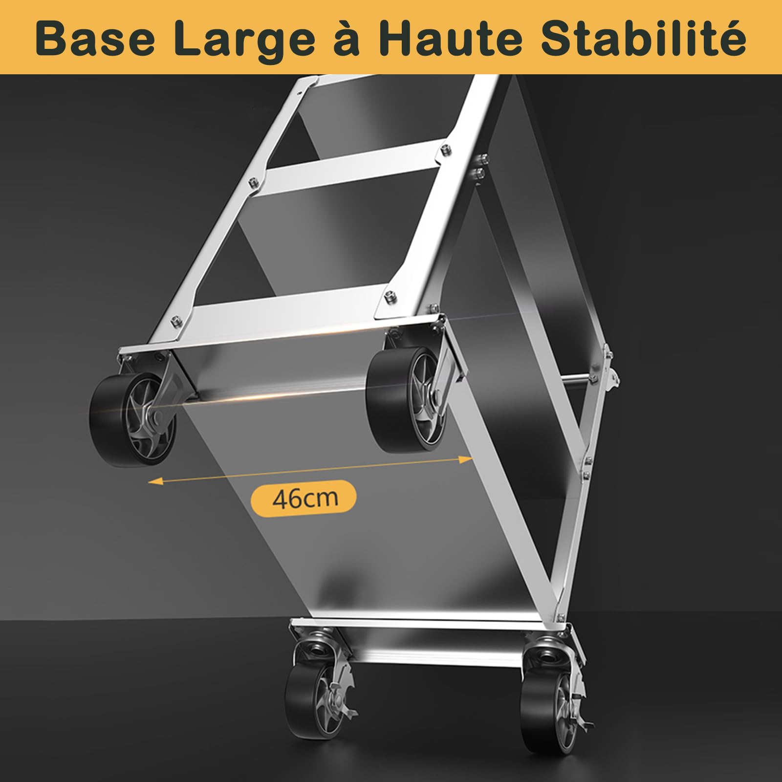 Chariot d'Atelier en Acier Inoxydable, Chariot à Outils à 3 Étages d'une Capacité de 500kg, Chariot de Travail, Chariot Servante d'Atelier pour Garage, Atelier, Cuisine, 78 x 46 x 92 cm