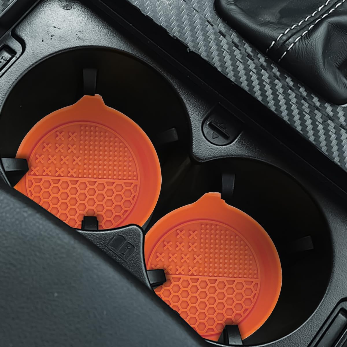 Mandark 4PCS Car Cup Holder Coaster, Silicone Anti-Slip Vehicle Insert Water Bottle Mat, Automotive Interior Insulation Drink Cup Pad Decor Accessories, Universal for SUV, Sedan, Truck (Orange) - Image 3