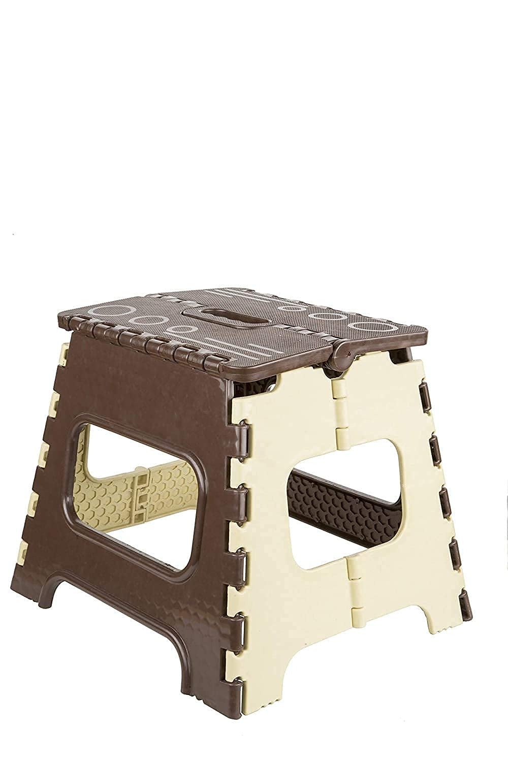 NYTK RETAIL 12 Inches Super Strong Folding Step Stool for Adults and Kids | Kitchen Stepping Stools | Garden Step Stool Kitchen Stool | Brown and Ivory