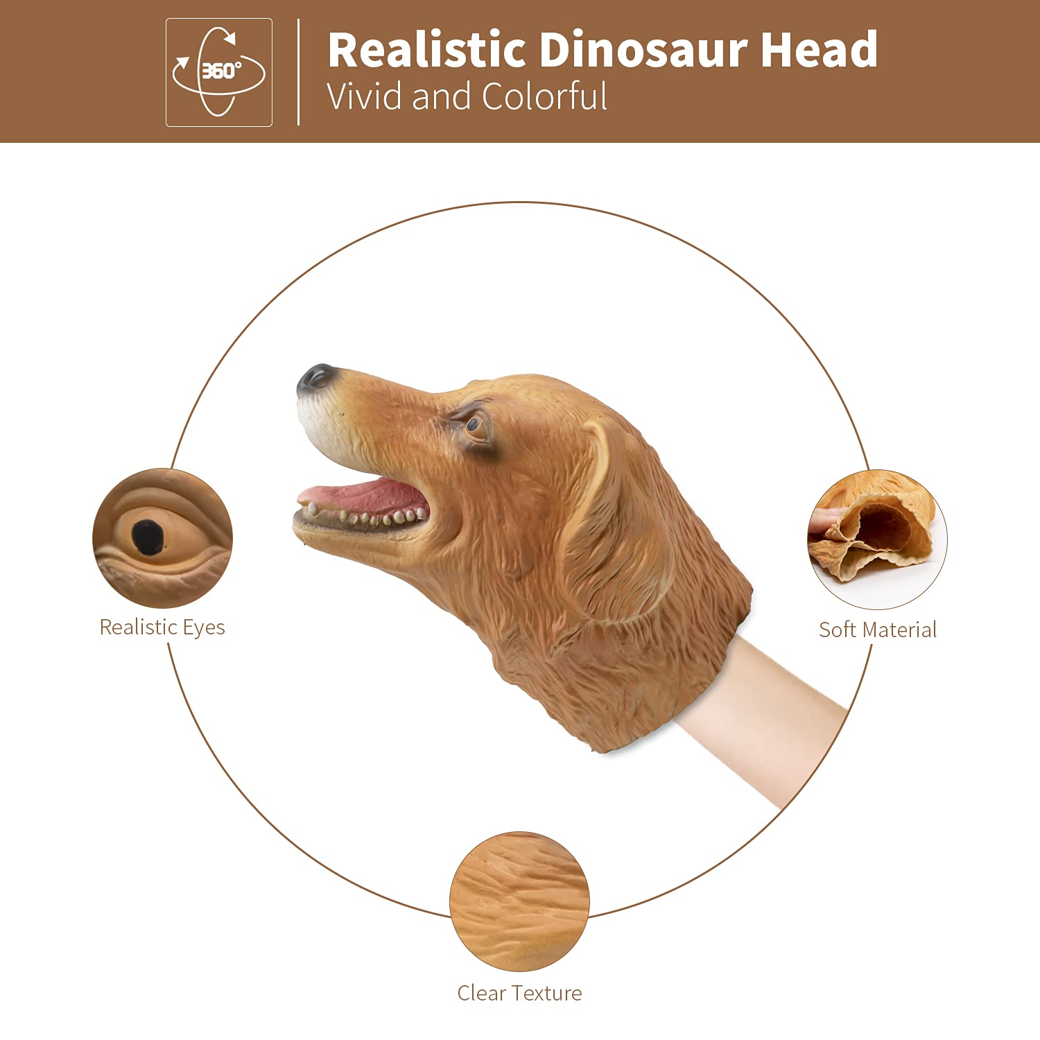 Yolococa Labrador Puppet Dog Head Puppets Realistic Soft Latex Rubber Animal Glove Hand Puppet