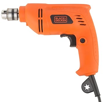 BLACK+DECKER BD65RD 400W 6.5mm Corded Variable Speed Reversible Rotary Drill for Home & DIY Use for Drilling Into Masonry & Wood, 1 Year Warranty, ORANGE & BLACK