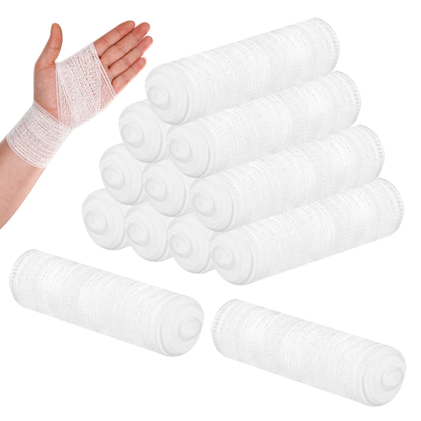 Conforming Stretch Gauze Bandages 4 in x 2.1 Yards Stretched Dressing Wrap Breathable Gauze Bandage Roll for Wound Care 12 Rolls