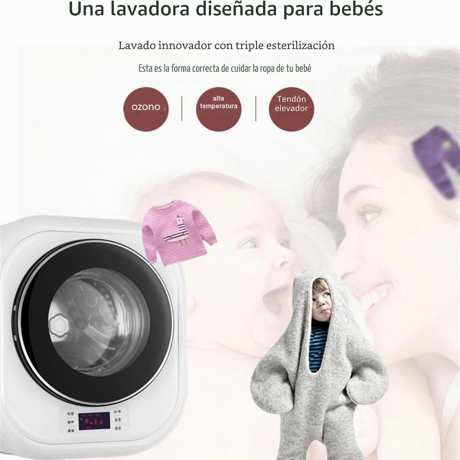 Lavadora Compacta,Lavadora Carga Frontal,Lavadora Carga Frontal con Capacidad De 3kg,Minilavadora Secadora Automática,Ahorra Espacio (Montada En La Pared)