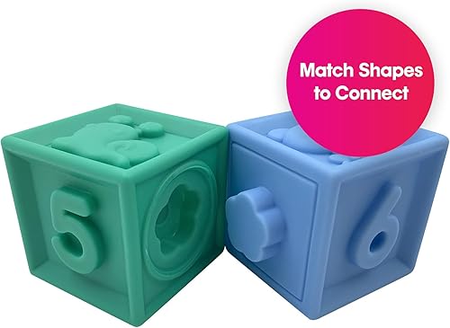 Miniatura 4 de Edushape Mix & Match Bloques texturizados  Juego de 10 bloques apilables  Bloques pop para enseñar números, colores, formas  Bloques de construcción